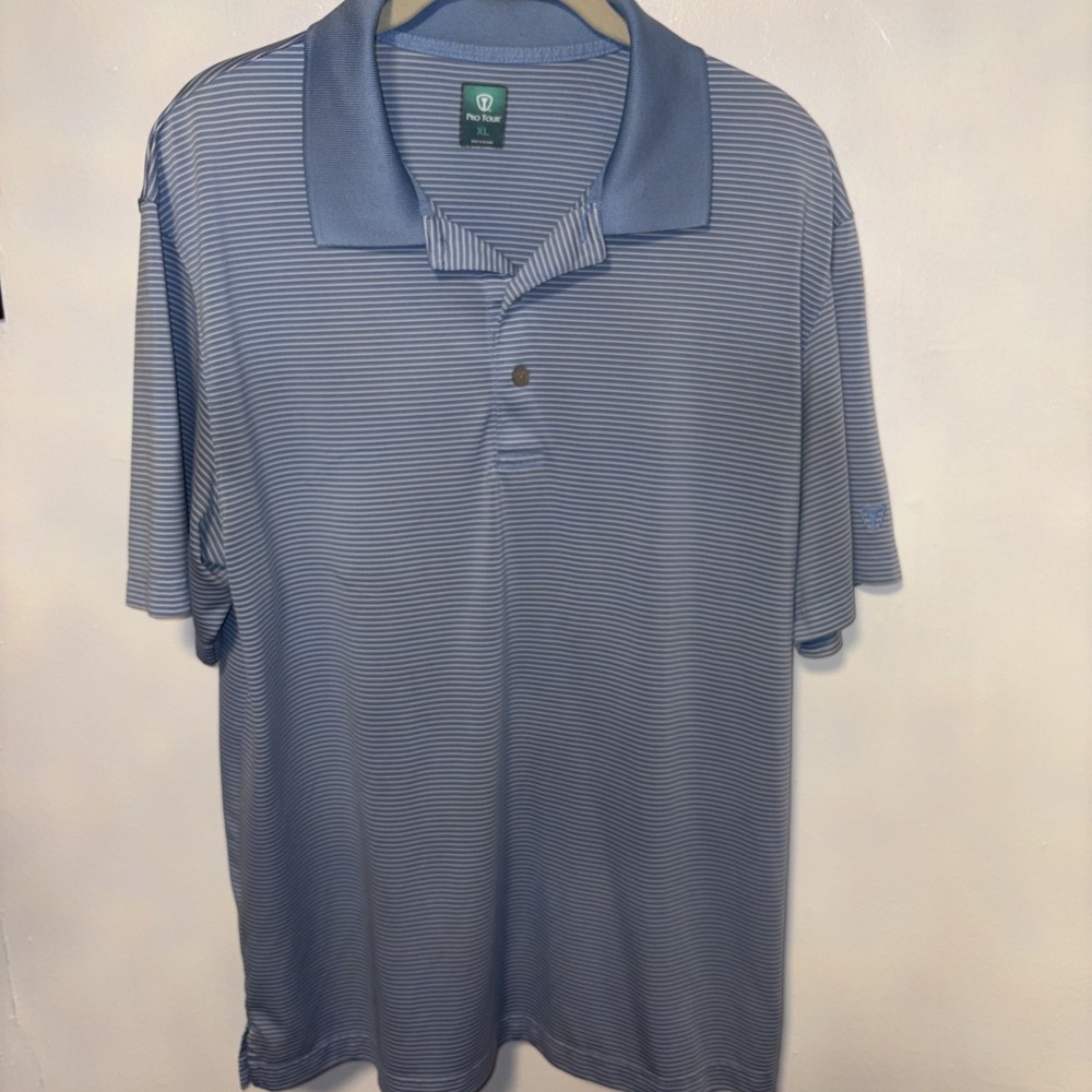 Pro Tour Shirt Mens X Large Short Sleeve Blue Lightweight Golf Polo Coolplay